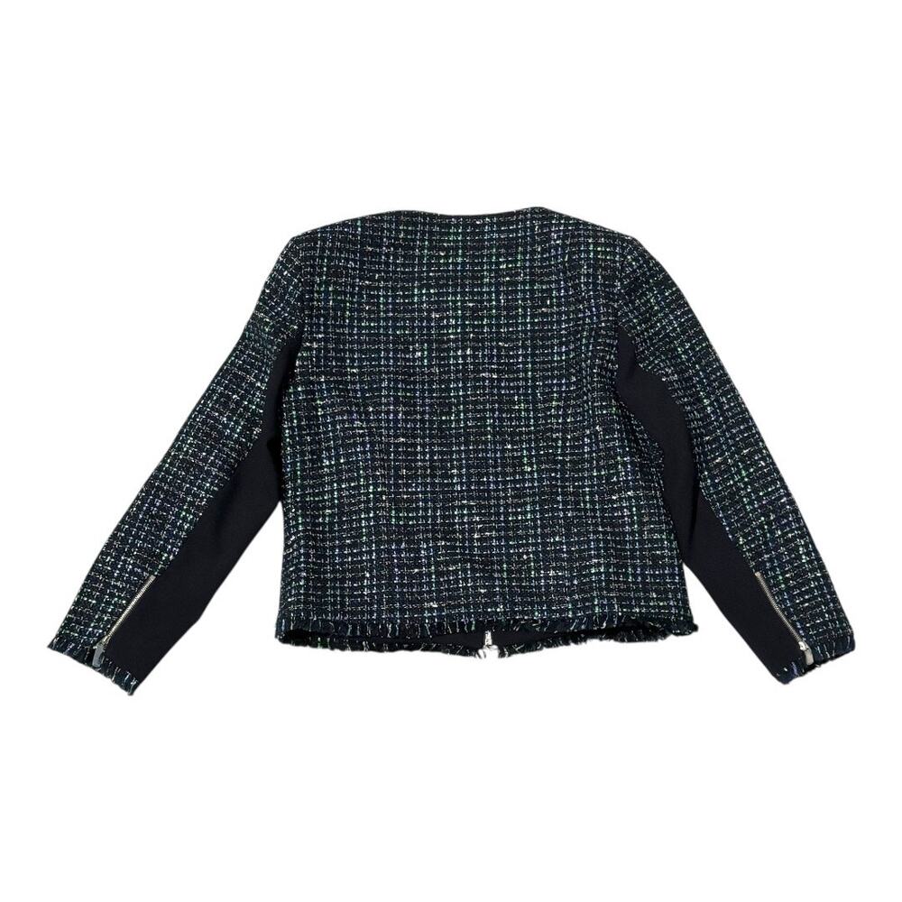 NWT Ted Baker Blazer - Size 8 - Teal Tweed w/ Zipper Details - Picture 2 of 16